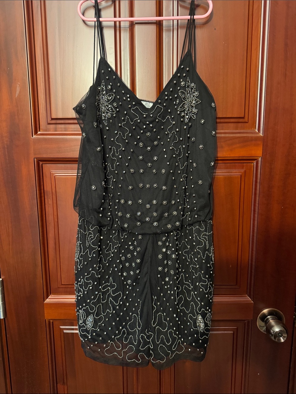 Black Beaded Embellished Romper